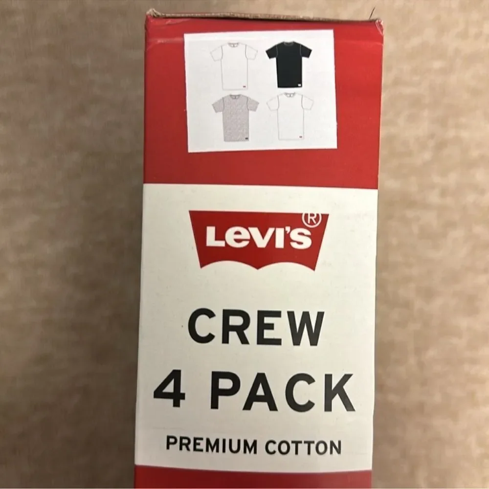 LEVI’S L Men’s Variety 4 Pack Premium Soft Cotton Short Sleeve All Day Crew Tees